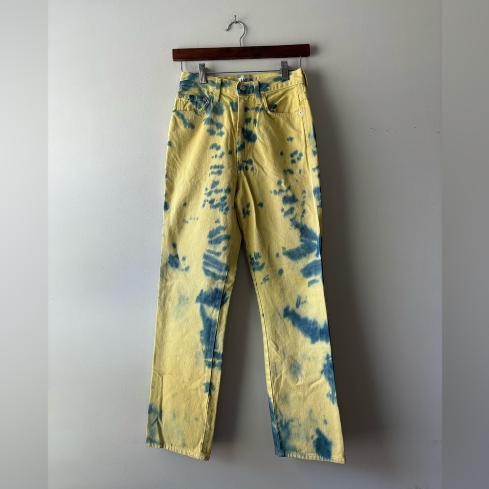 Agolde Tie-dyed yellow and blue high‎ rise jeans size 24